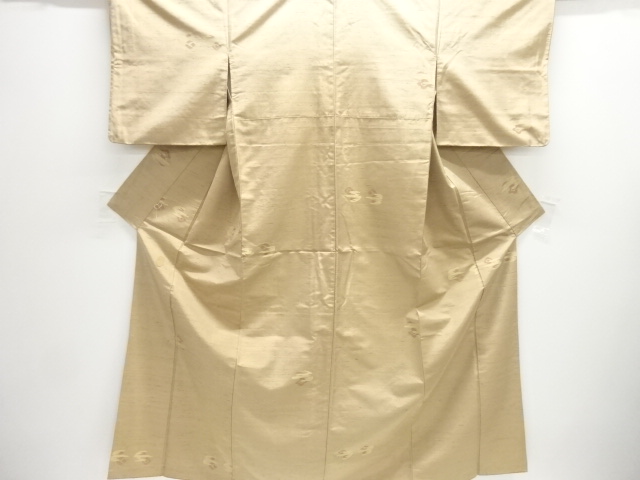 アンティーク　抽象模様織り出し手織り節紬着物